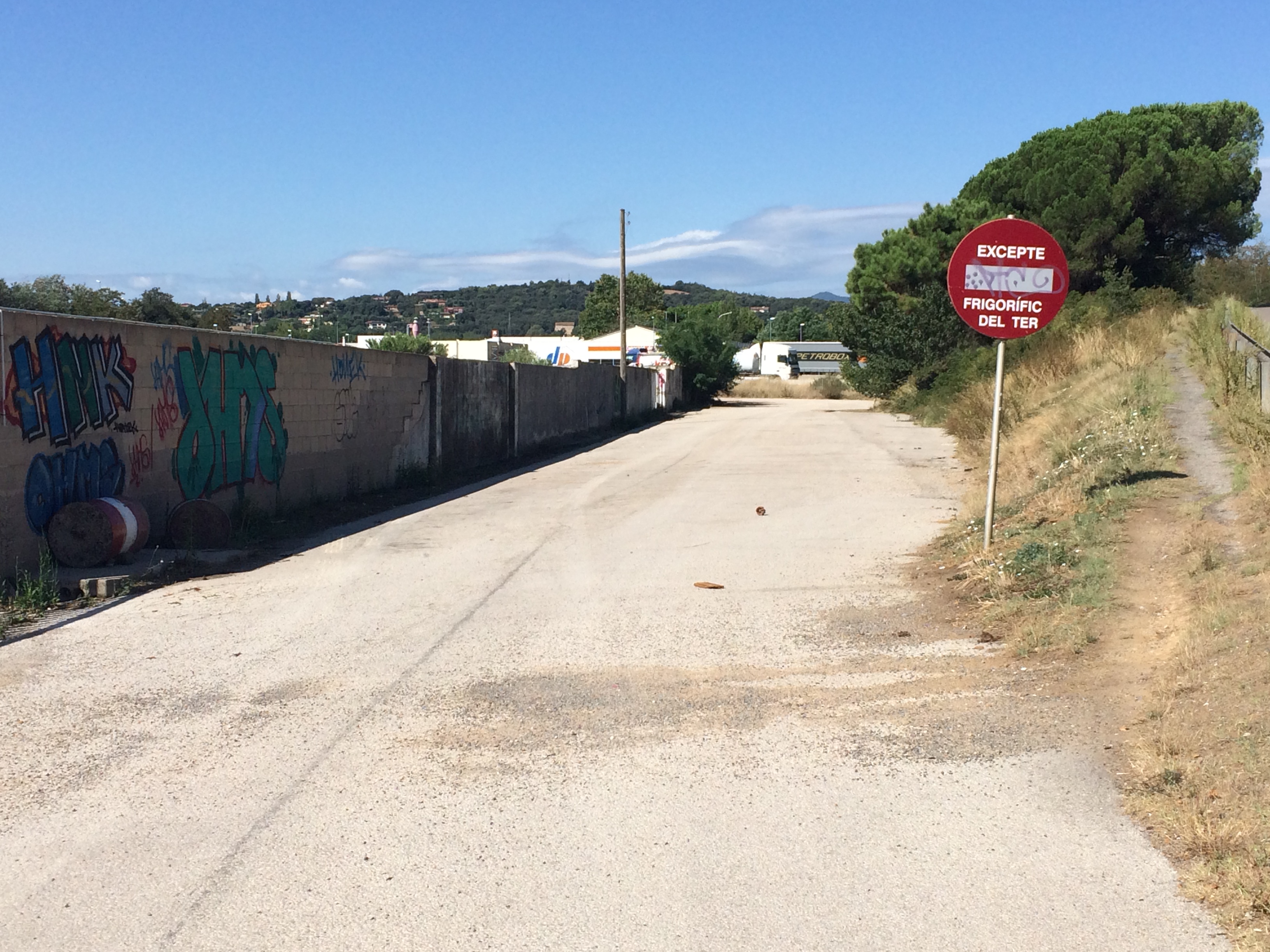 L’Ajuntament neteja el vial entre l’autopista i l’antiga fàbrica de Frigorífics del Ter