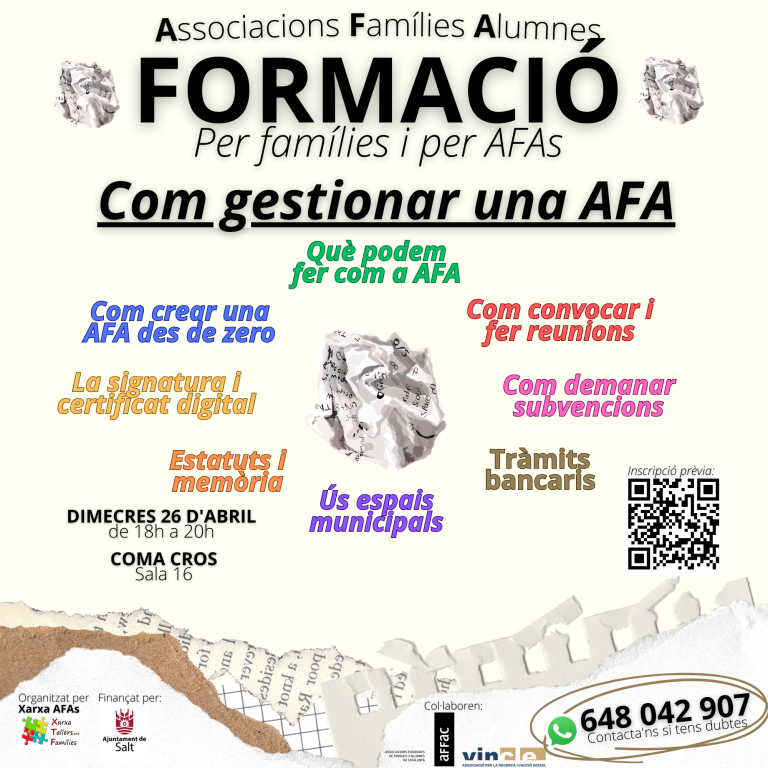 Formació sobre gestió interna de les AFAs