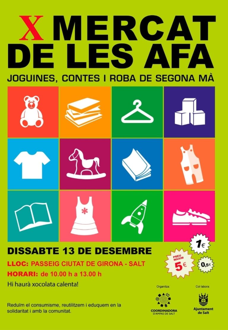 El X Mercat de les AFA de Salt omple de solidaritat el Passeig Ciutat de Girona