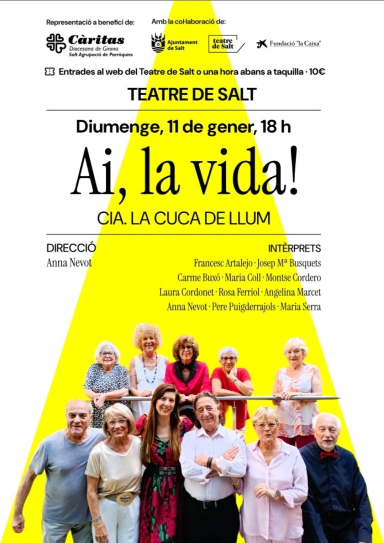 La Cuca de Llum porta Ai, la vida al Teatre de Salt en una funció solidària a benefici de Càritas Salt