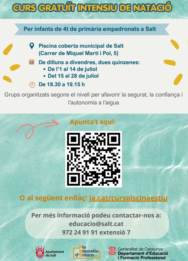 Cartell informatiu curs piscina estiu 2026