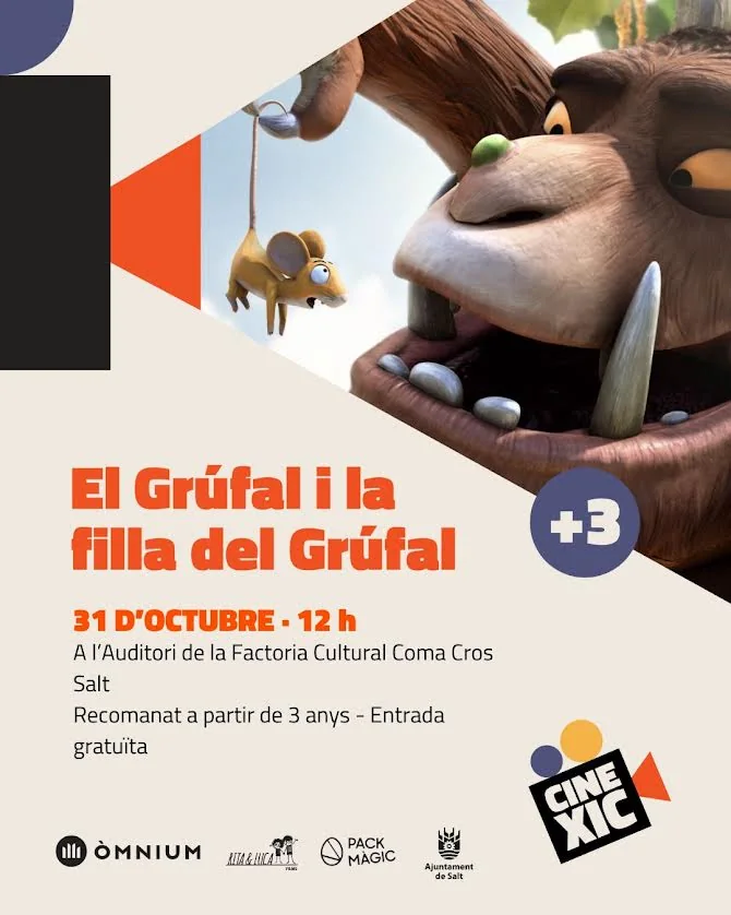 Cartell d’El Grúfal i la filla del Grúfal: cinema gratuït el 31 d’octubre a les 12 h a la Coma Cros de Salt